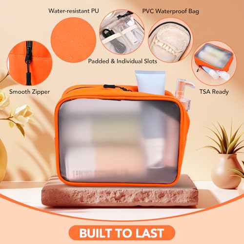 Idcymoul Orange 5-Piece Travel Toiletry Bag Set for Women - Organizer