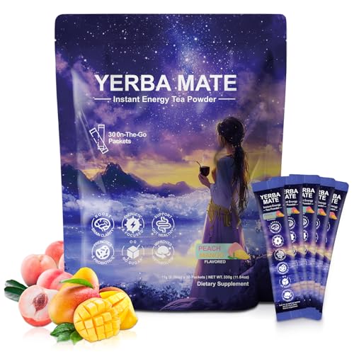 Mosslly Yerba Mate Instant Tea Powder - Peach Mango, 30 Servings