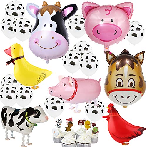 43pcs Farm Animal Balloons Set - Cow, Chicken, Duck, Pig Decorations