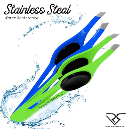 Professional Slant Tip Eyebrow Tweezers Set - Stainless Steel, Non-Slip Grip