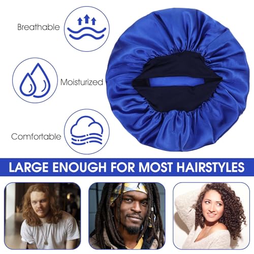 WLLHYF Multicolored Satin Bonnet for Sleeping, Large Wide Band Hair Wrap, Set of 18