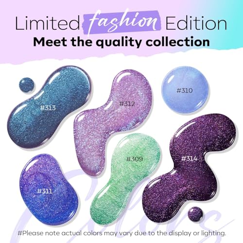 modelones A0 Aurora Galaxy Quick Dry Nail Polish Set - 6 Holographic Colors