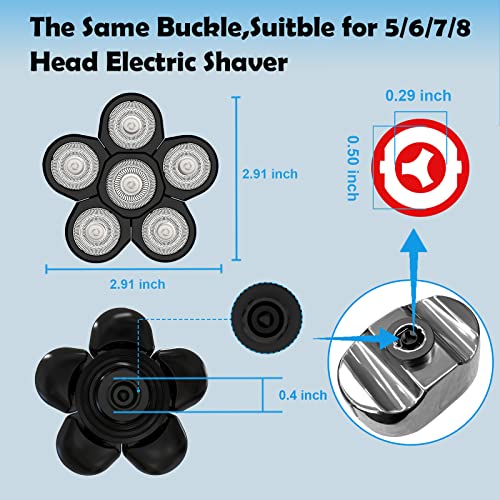 6D Electric Shaver Replacement Heads - 6-Blade Rotary Head Attachment
