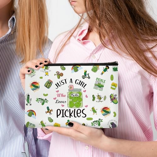Just a Girl Who Loves Pickles - Funny Cosmetic Bag for Women, Pickle Lover Gift Travel Toiletry Organizer