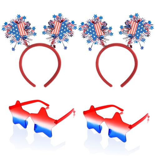 ANBALA 4th of July Accessories Set - Patriotic Headbands & Sunglasses