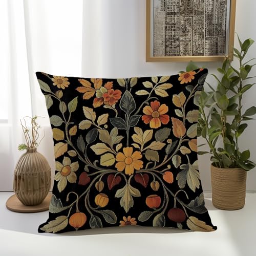 William Morris Floral Velvet Throw Pillow Cover 18x18"