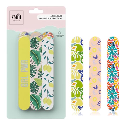 ZMOI Dual-Sided Nail Files - Medium 150/180 Grit for Natural & Acrylic Nails (Pack of 6)