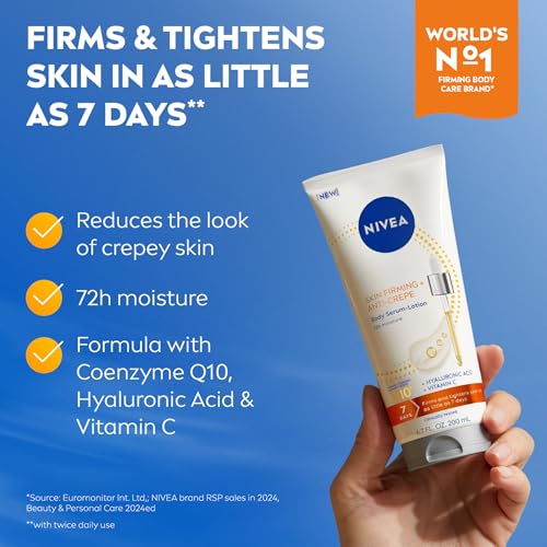 NIVEA Skin Firming Anti-Crepe Body Serum-Lotion with Q10 & Hyaluronic Acid, 6.7 Fl Oz