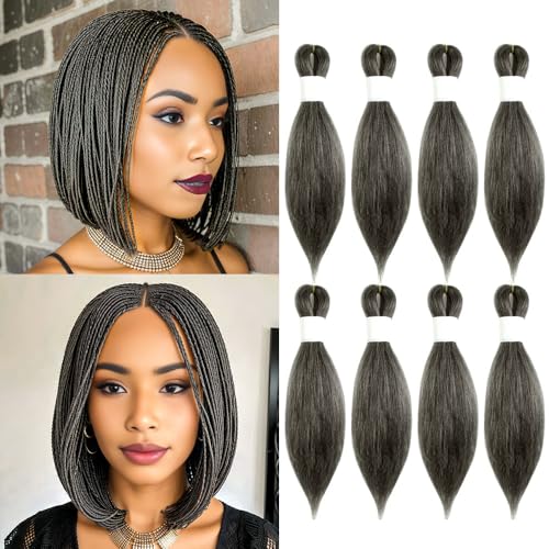 KAVSORAPI 12 Inch Pre-Stretched Braiding Hair - Salt & Pepper Synthetic Yaki