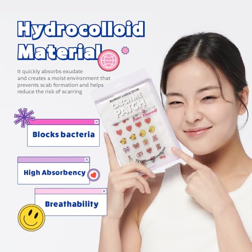 CATCH ME PATCH Emoticon Hydrocolloid Acne Spot Covers, 72 Count