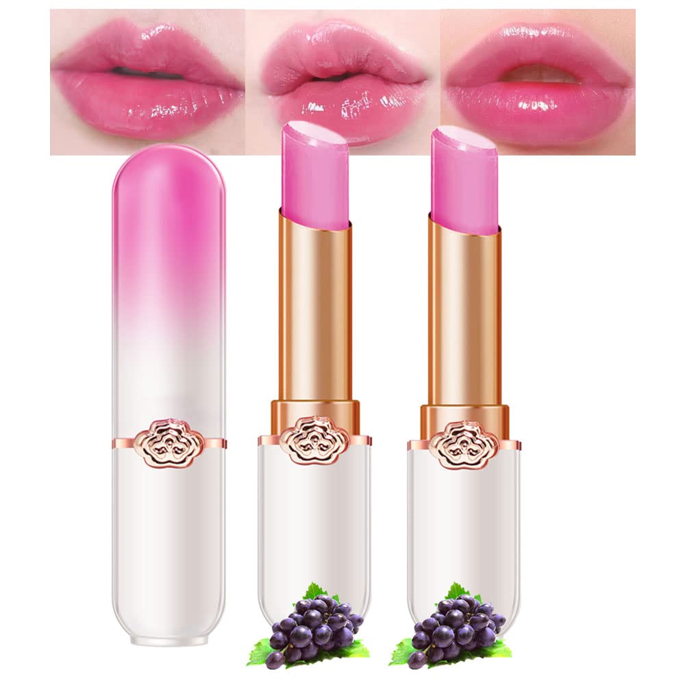 Peach Color Changing Lipstick Set - 2 Pcs PH Mood Long Lasting Tinted Lip Balm & Gloss for Women