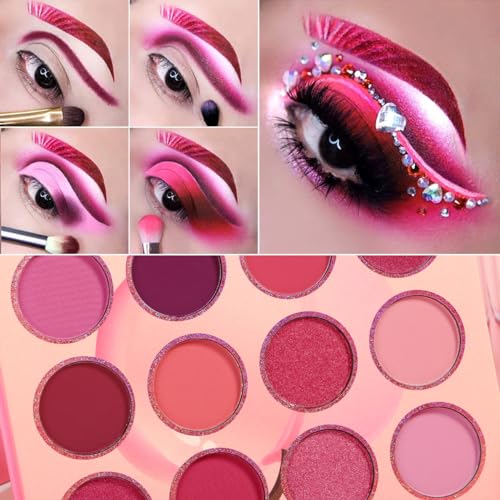 DE'LANCI Pink Eyeshadow Palette, Highly Pigmented Bright Hot Eye