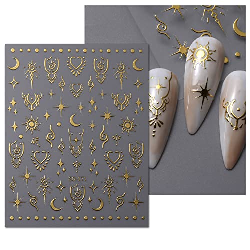 Self-Adhesive Moon & Star Nail Art Stickers - 9 Sheets