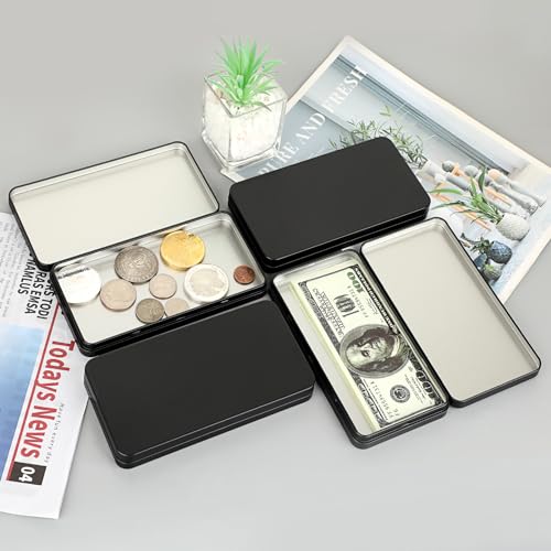 Hipiwe Metal Cash Box - 4 Pack Rectangular Money Organizer
