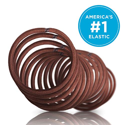 Goody Ouchless Brown Hair Elastics, 32 Count (Pack of 2) - 4mm for Medium Hair