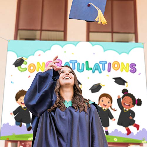 Congratulations Banner Backdrop 6 x 4 ft for Grad Parties - LINGPAR