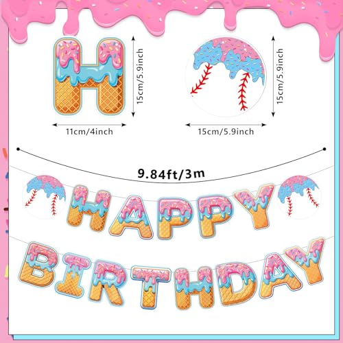 Baseball Ice Cream Drip Birthday Banner | Sport Theme Party Decor