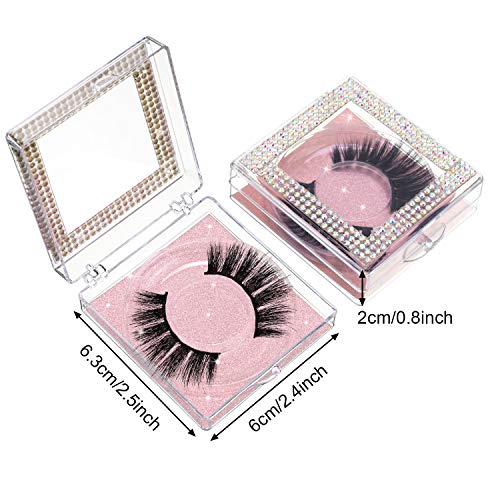 Blulu 12 Pcs Rose Gold Empty Eyelash Boxes Set with Glitter