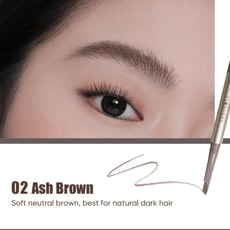 JUDYDOLL Precision Auto Brow Pencil - 02 Ash Brown, Waterproof & Long-Lasting