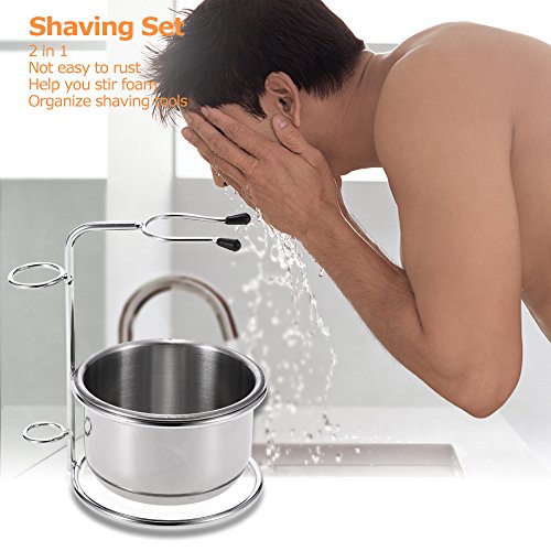 Anself 2-in-1 Stainless Steel Shaving Bowl Set with Holder