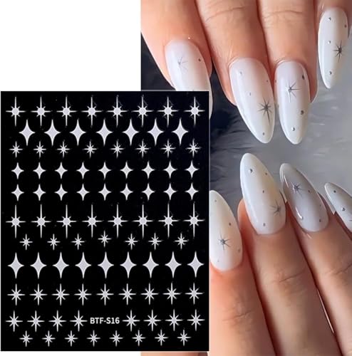 12 Sheets Self-Adhesive Gold Star Nail Art Stickers for DIY Manicure