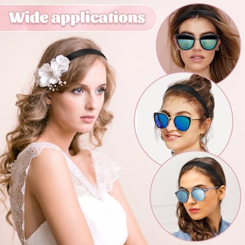 Wide Satin Black Headbands for Women - 2 Pcs Fashion Hairbands