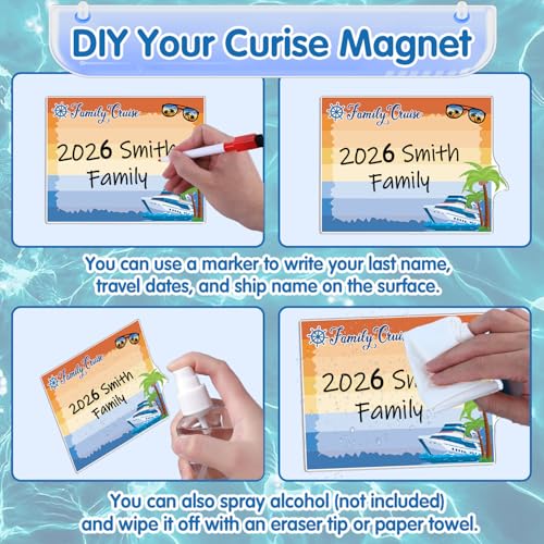 Family Cruise Ship Door Magnets Set with 3 Pens - Nautical Decor