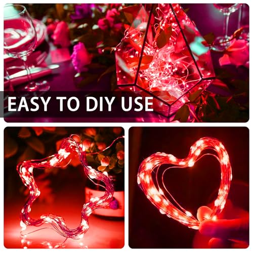 12 Pack Red Fairy Lights - 7ft Battery Operated String Lights