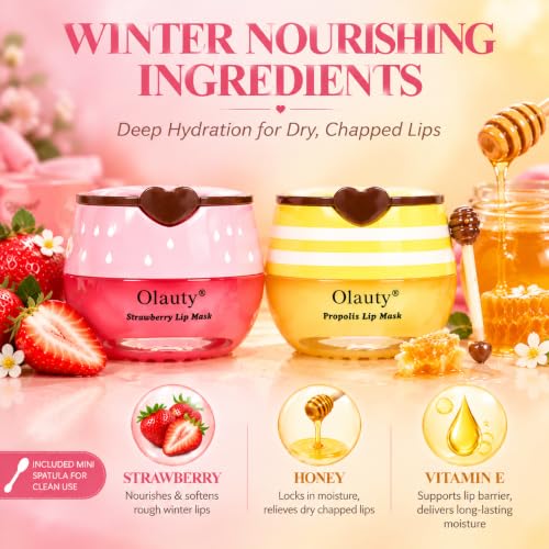 Bee Lip Balm Honey Pot with Varieties - Moisturizing Lip Mask for Dry Lips, Includes Strawberry Watermelon Peach Mint Cherry Coconut