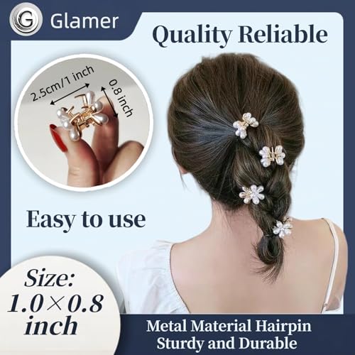 Mini Flower-Shaped Hair Clips for Girls - 10 Pcs Multicolor Pearl Barrettes