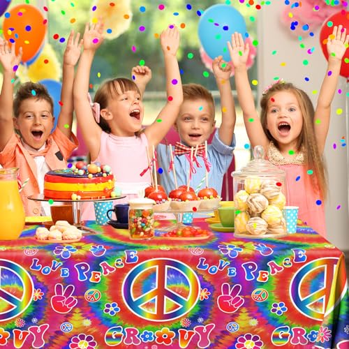 Tie Dye Tablecloths for Birthday Parties – 3 Pack Groovy Design