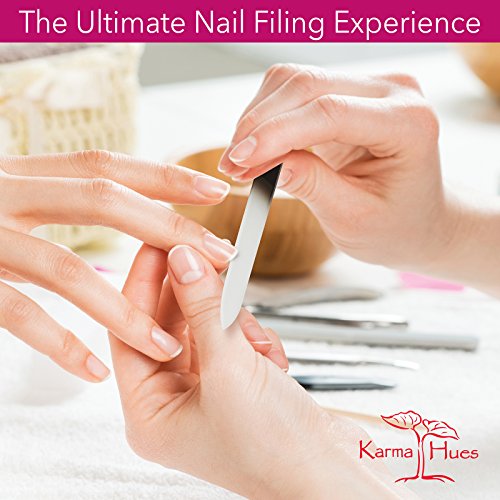 Karma Organic Double-Sided Glass Nail File Set for Women - Durable Nail Buffer for Manicure & Pedicure