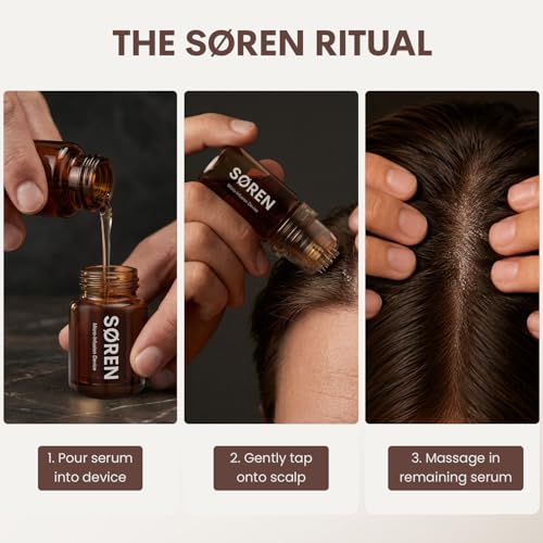 S¨ªREN Micro Infusion Hair Renewal System by SOREN ? Saw Palmetto & Peptide Scalp Treatment Kit | Supports Fuller, Thicker-Looking Hair | Gold Microinfuse Applicator | 3 Month Supply
