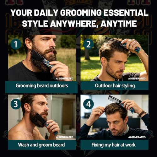 MenGate Folding Stainless Steel Beard Comb with Built-in Bottle Opener