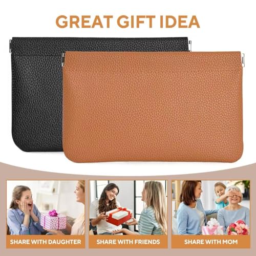 MZLUWM 2-Pack Small Waterproof Checkered Makeup Bags Black & Brown Travel Organizer
