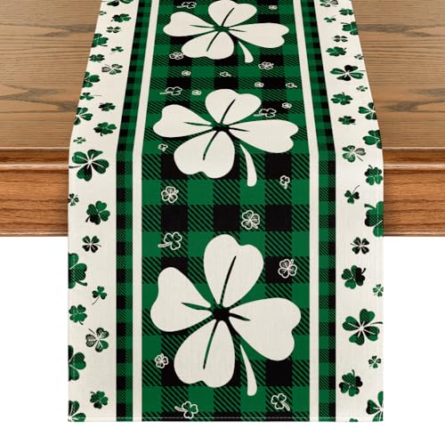 Artoid Mode St. Patrick's Day Green Clover Table Runner 13x72