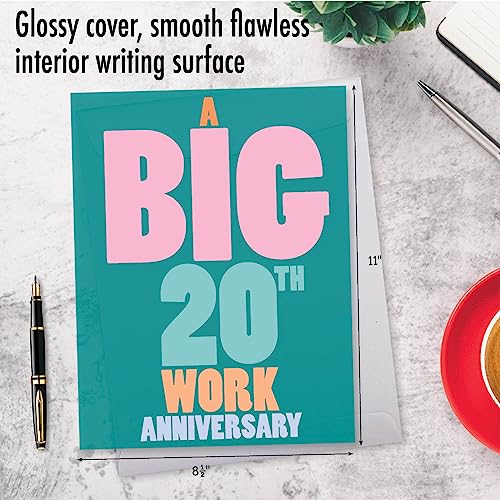 NobleWorks Jumbo 20th Work Anniversary Card - Congratulations for 20 Years of Dedication