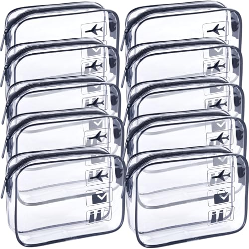 TREALDATE Clear TSA-Approved Travel Toiletry Bags - 10 Pack