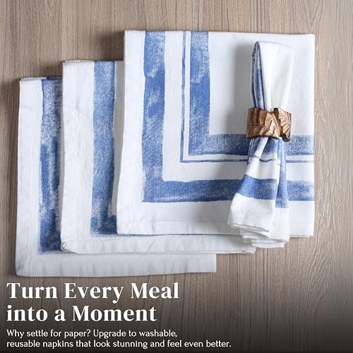 Ramanta Home Cloth Dinner Napkins Set of 4 - Blue 18x18 inches