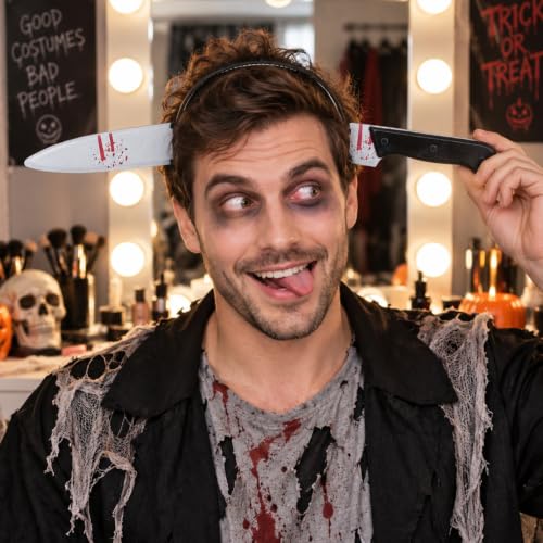 NUOBESTY Creepy Knife Headband Halloween Costume Accessory - Spooky Horror Hairpiece