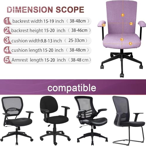 Stretchable 4-Piece Office Chair Cover Set for Swivel Chairs - Purple