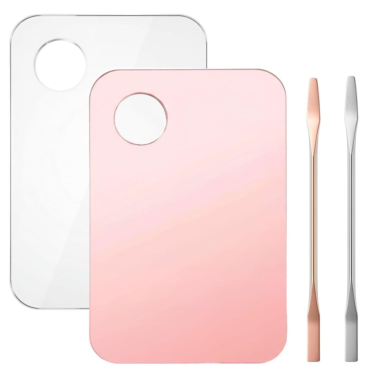 4Pcs Acrylic Makeup Palette, Foundation Mixing Palette with Spatula Tool, Professional Makeup Mixing Tray for Women Girls Blending Eye Shadow Lipsticks Nail Art Beauty Salon
