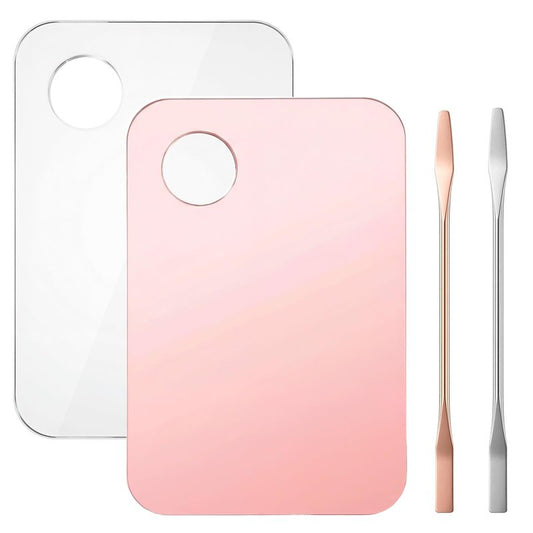 4Pcs Acrylic Makeup Palette, Foundation Mixing Palette with Spatula Tool, Professional Makeup Mixing Tray for Women Girls Blending Eye Shadow Lipsticks Nail Art Beauty Salon
