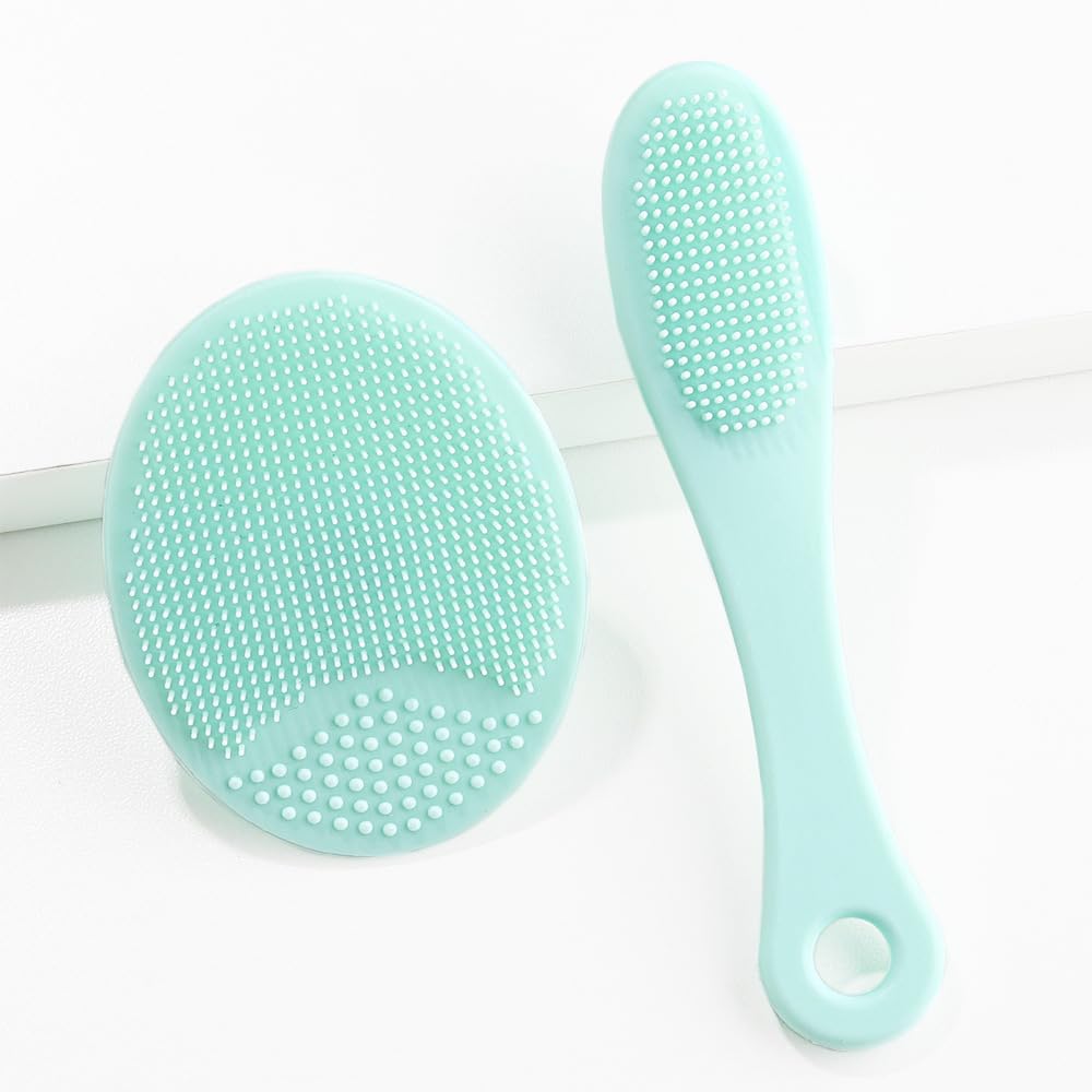 2pcs Facial Cleansing Brush Set - Mini Finger & Nose Brushes for Deep Pore Cleansing, Gentle Exfoliation for Sensitive Skin, Fragrance-Free, Ergonomic, Durable Skincare Tool