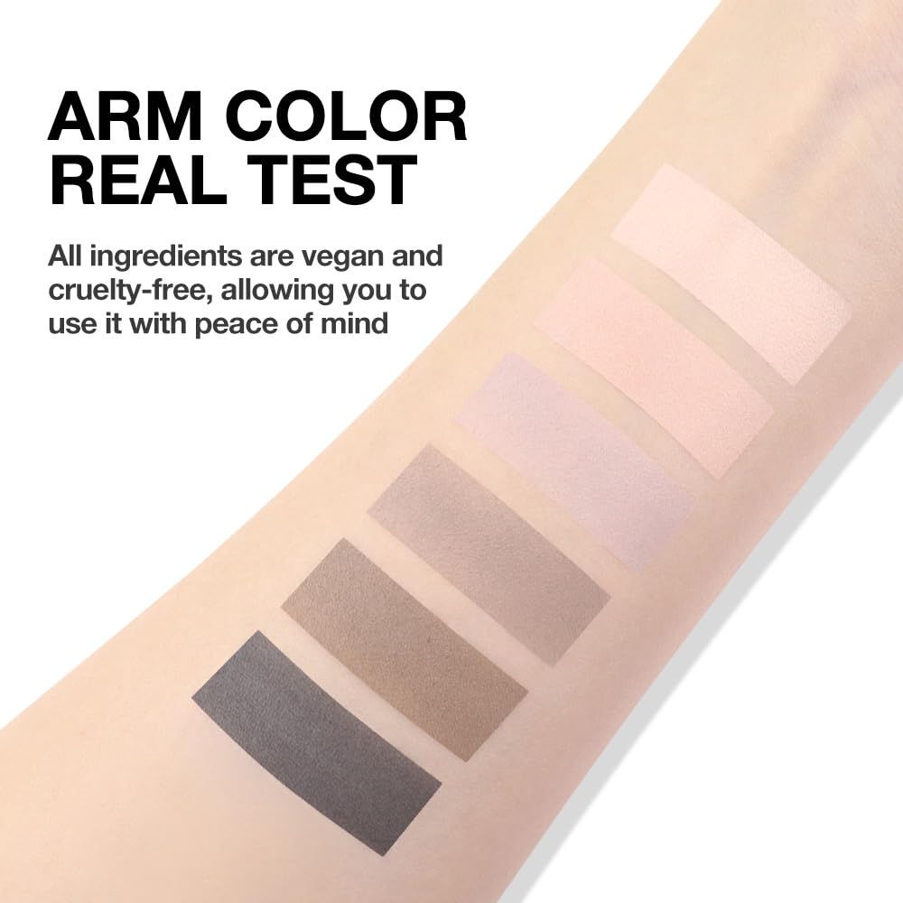 HHLTOH 6 Colors Eyeshadow Palette, Nude Smokey Matte Neutral Eye Shadow for Blue & Brown Eyes, Light Brown Taupe Grey Black, Highly Pigmented Blendable, Mini Travel Palette with Mirror, 05