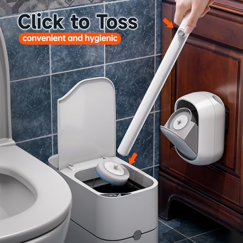 CTIME Disposable Toilet Brush Set with 18 Refills - Wall-Mounted