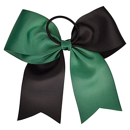 DEEKA 12PCS Large Cheer Hair Bows for Teen Girls - Forest Green/Black