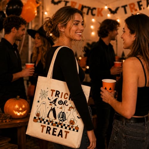 Halloween Canvas Tote Bag - Reusable Trick or Treat Bag