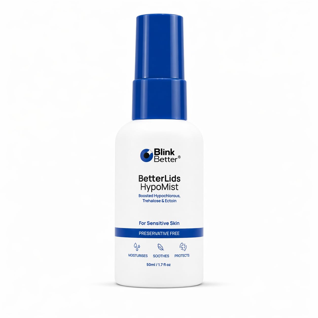 BetterLids Eyelid Spray - Boosted Hypochlorous Acid Mist for Blepharitis | Gentle Non-Sting Cleanser, 50 ml