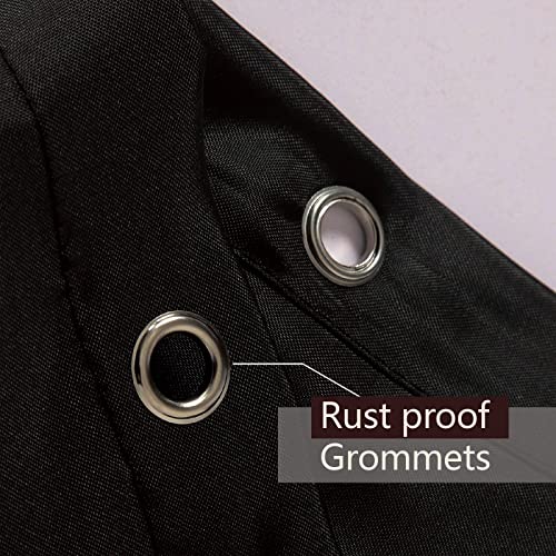 TIKABC Black PEVA Shower Curtain Liner - 72x72 Inch with Magnetic Weights